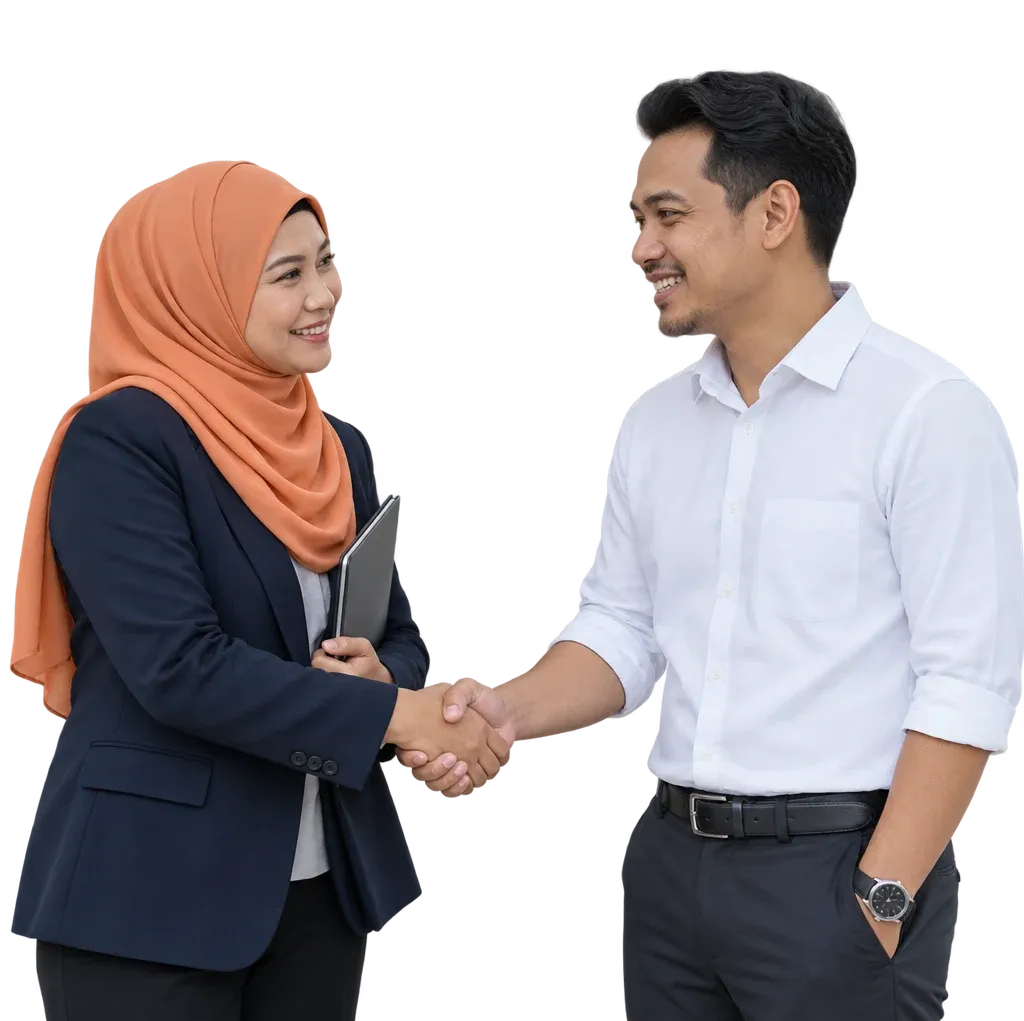 Reseller partner and ORENCloud account manager shaking hands